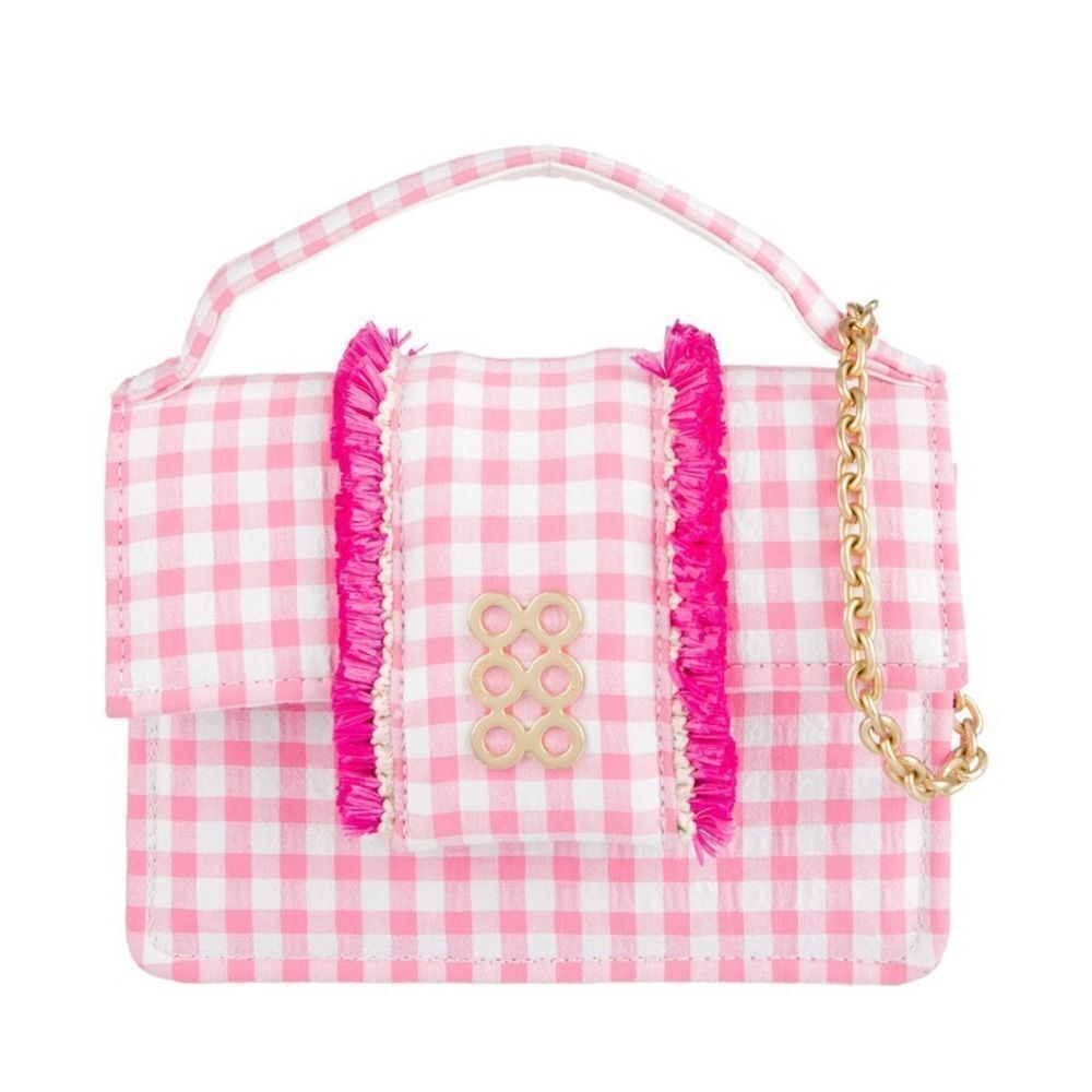 Kooreloo *Pink Gingham* 🌺COQUETTE-Style🌺 Canvas Gold Chain Link Crossbody Bag